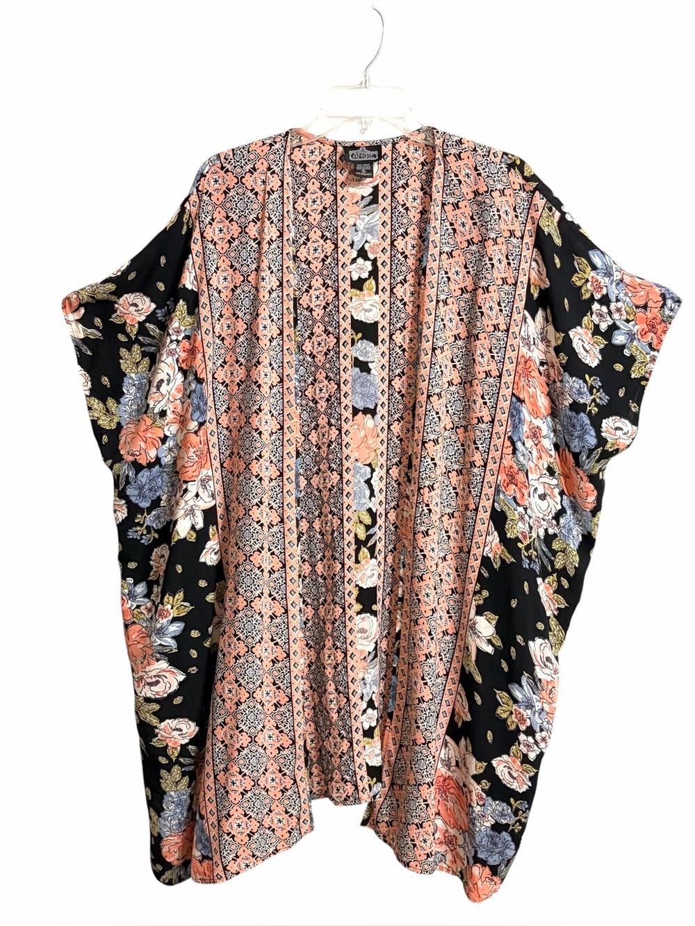 Angie Boho Dark Floral Kimono Top S Oversize Flowy Festival Hippie Relaxed